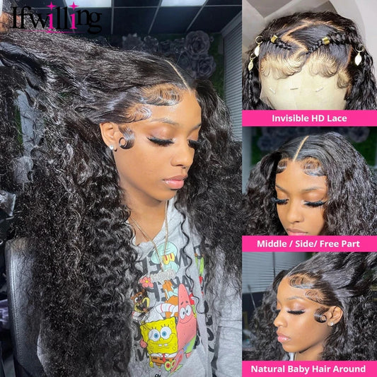 13x6 Deep Wave Ready to Wear Human Hair Wigs 13x4 water Wave Lace Front Wig Curly 5x5 Glueless Wig For Women Transparent lace