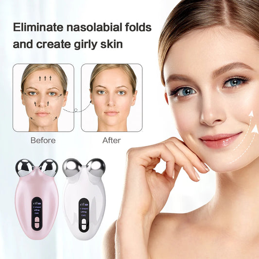 EMS Facial Massager Roller Microcurrent Face Lifting Machine V-Face Roller Massager Skin Rejuvenation Anti-Wrinkle Beauty Device