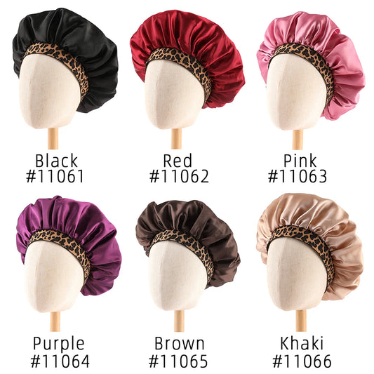 Elastic Band Satin Bonnet Cap For Night Sleeping Cap Bath Cap Large Satin Silky Bonnet Sleep with Premium Elastic Band