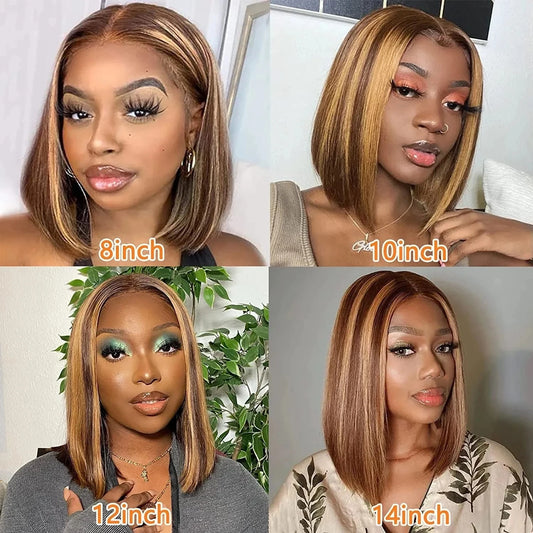 Glueless Highlight Wig Human Hair Straight 13x4 Lace Front Human Hair Wigs Ombre Honey Blonde middle part Lace Frontal Wigs