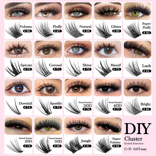 DIY 144 Cluster Lashes YUANZHIJIE free ship Segmented Beam Natural C/D Curl Individual Mink Eyelashes Makeup Supplies at home