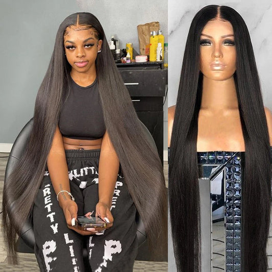 MEODI HAIR 250 Density Straight Hd Lace Frontal Wig 30 40 Inch 13x4 Lace Front Human Hair Wigs For Women Pre Plucked Brazilian