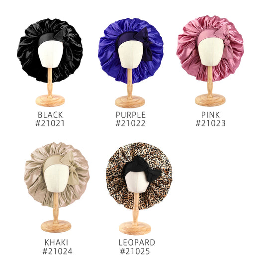 Jumbo Satin Bonnet With Head Tie Band Bonnet Edge Wrap For Women Curly Braid Hair Silk Night Sleeping Cap