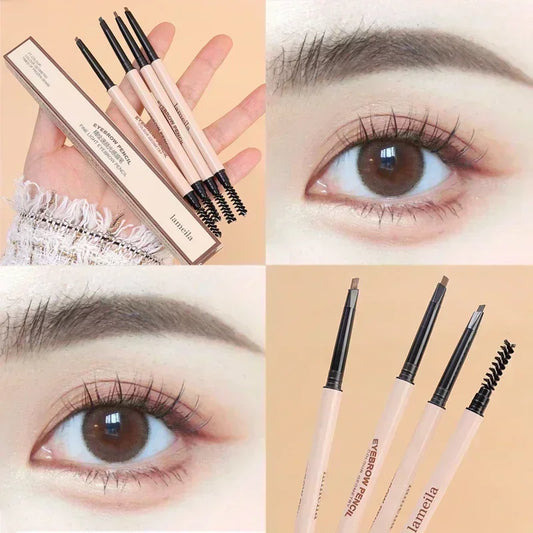 Waterproof Matte Eyebrow Pen Makeup Double Head Lasting Black Brown Grey Non-Smudged Eye Brow Pencil Tint with Brush Cosmetics