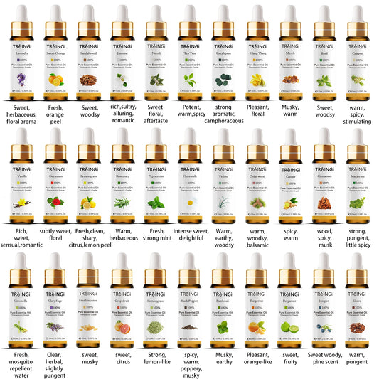 Wholesale 10ml with Dropper Pure Natural Lavender Essential Oil Diffuser Aroma Oil Eucalyptus Neroli Jasmine Mint Rose Tea Tree