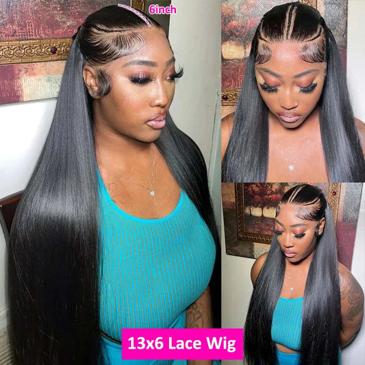 40 Inch 13x6 HD Lace Frontal Wig Straight Human Hair Wigs For Women PrePlucked Transparent 13x4 Lace Lace Frontal Human Hair Wig