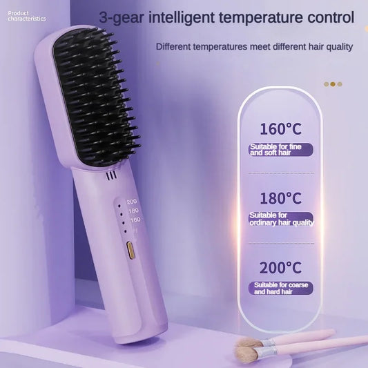 Wireless Hair Straighteners 3200mAh Mini Hot Comb Dryer and Straightening Brush Hair Styling Appliances Hot Comb Straightener